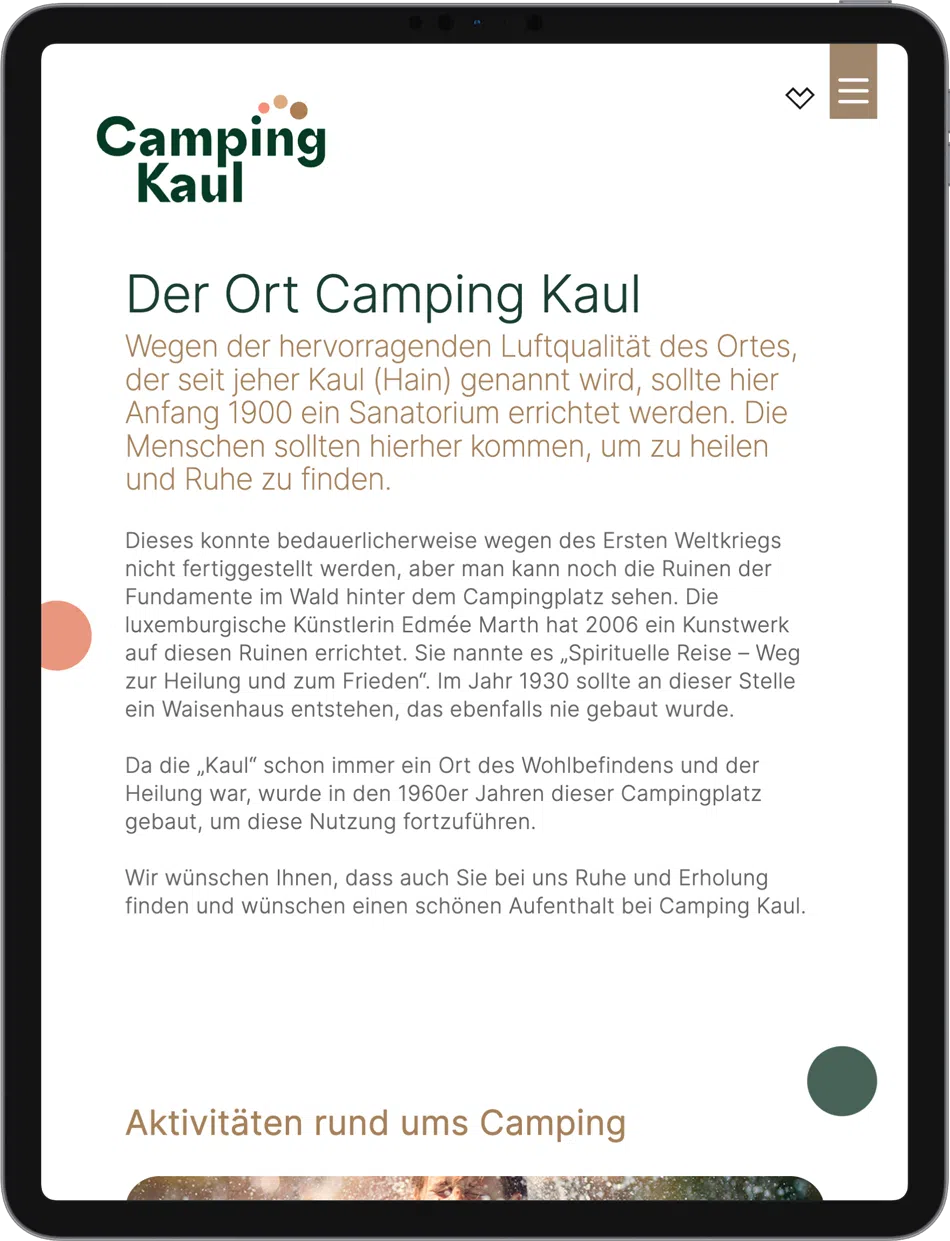 Roboro Marketing aus Luxemburg - Webdesign für unseren Kunden Camping Kaul