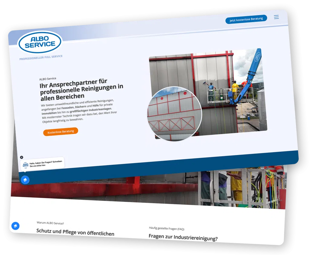 Screenshot der neuen Website von ALBO Service, Reinigungsleistungen aus Trier